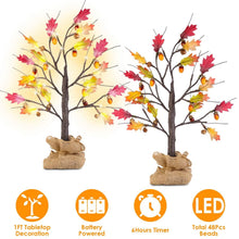 将图片加载到图库查看器，2-Pieces: 2FT Artificial Lighted Maple Tree with 24-Pieces Warm White LED Beads
