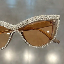 将图片加载到图库查看器，2-Pieces: Bling Rhinestone Cat Eye Sunglasses
