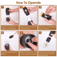 Load image into Gallery viewer, 2-Pieces: Electric Salt and Pepper Grinder Battery Powered with Adjustable Coarseness
