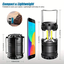 Load image into Gallery viewer, 2-Pieces: Super Bright LED Camping Lantern - Portable and Collapsible Emergency Flashlight with Battery Power
