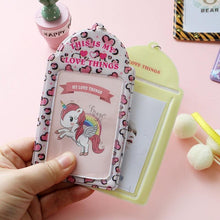 Load image into Gallery viewer, 2 Pockets Colorful Photo Card Holder Pockets for Mini Photo Sticker &amp; Name Card 3 Inch 6.35 x 9cm Photos with Key Chain Album Gifts For Valentines Day
