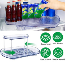 Load image into Gallery viewer, 2-Tier Turntable Organizer Rectangular Refrigerator Spinner Storage Rack with 360° Rotatable Slide Rail
