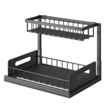 将图片加载到图库查看器，2-Tier Under Sink Organizer Pull Out Basket Storage
