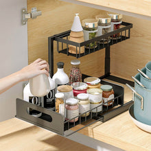 将图片加载到图库查看器，2-Tier Under Sink Organizer Pull Out Basket Storage
