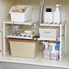 将图片加载到图库查看器，2-Tier Under Sink Organizer Retractable Space Saving Storage
