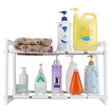 将图片加载到图库查看器，2-Tier Under Sink Organizer Retractable Space Saving Storage
