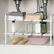 将图片加载到图库查看器，2-Tier Under Sink Organizer Retractable Space Saving Storage
