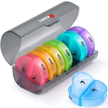 Load image into Gallery viewer, 2 Times A Day AM PM Weekly Pill Organizer Large Daily Pill Box With Black Case For Travel
