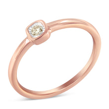 Load image into Gallery viewer, 14K Rose Gold Plated .925 Sterling Silver 1/20 Carat Diamond Square Cushion-Shaped Miracle Set Petite Fashion Promise Ring (J-K Color, I1-I2 Clarity) - Size 6
