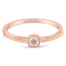 Load image into Gallery viewer, 14K Rose Gold Plated .925 Sterling Silver 1/20 Carat Diamond Square Cushion-Shaped Miracle Set Petite Fashion Promise Ring (J-K Color, I1-I2 Clarity) - Size 6
