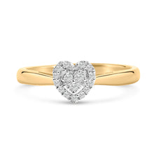 Load image into Gallery viewer, 10K Yellow Gold 1/10 Cttw Diamond Heart and Halo Promise Ring
