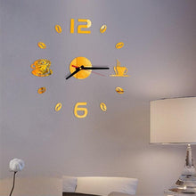 将图片加载到图库查看器，20 Inch Wall Clock Round Style Number Coffee Tea Cup Modern Large Silent Wall Stickers for Hall and Bedroom Home Decorations Arabic Numeral Wall Clocks Acrylic Mirror Stickers/Home Decor Design Acrylic Wall Clock Stickers Home Living Room Decoration
