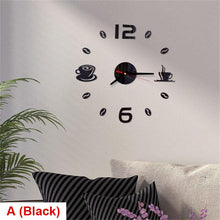 将图片加载到图库查看器，20 Inch Wall Clock Round Style Number Coffee Tea Cup Modern Large Silent Wall Stickers for Hall and Bedroom Home Decorations Arabic Numeral Wall Clocks Acrylic Mirror Stickers/Home Decor Design Acrylic Wall Clock Stickers Home Living Room Decoration
