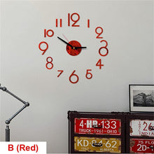 将图片加载到图库查看器，20 Inch Wall Clock Round Style Number Coffee Tea Cup Modern Large Silent Wall Stickers for Hall and Bedroom Home Decorations Arabic Numeral Wall Clocks Acrylic Mirror Stickers/Home Decor Design Acrylic Wall Clock Stickers Home Living Room Decoration
