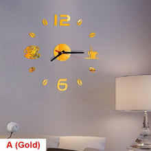 将图片加载到图库查看器，20 Inch Wall Clock Round Style Number Coffee Tea Cup Modern Large Silent Wall Stickers for Hall and Bedroom Home Decorations Arabic Numeral Wall Clocks Acrylic Mirror Stickers/Home Decor Design Acrylic Wall Clock Stickers Home Living Room Decoration
