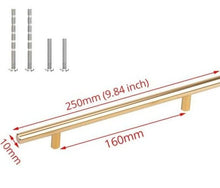 Load image into Gallery viewer, 20 PCS Set Brushed Gold Kitchen Handle Stainless Steel T Bar Door Pull 76mm 96mm Cabinet Knobs and Handles Black Furniture Handle Stainless Steel Kitchen Cupboard Handles Cabinet Handles
