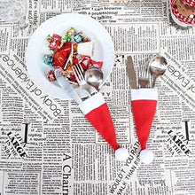 Load image into Gallery viewer, 20-Piece: Christmas Santa Hat Silverware Storage Bag
