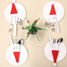Load image into Gallery viewer, 20-Piece: Christmas Santa Hat Silverware Storage Bag

