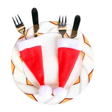 Load image into Gallery viewer, 20-Piece: Christmas Santa Hat Silverware Storage Bag
