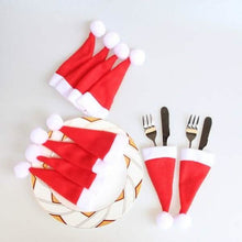Load image into Gallery viewer, 20-Piece: Christmas Santa Hat Silverware Storage Bag
