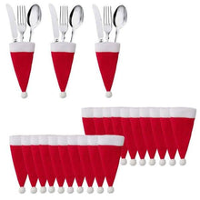 Load image into Gallery viewer, 20-Piece: Christmas Santa Hat Silverware Storage Bag
