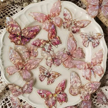 Load image into Gallery viewer, 20-Pieces: Ice Crystal Laser Butterfly Decorative PET Stickers
