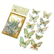 Load image into Gallery viewer, 20-Pieces: Ice Crystal Laser Butterfly Decorative PET Stickers
