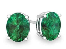 Load image into Gallery viewer, 2.00 CTTW Emerald Oval Cut Studs in Sterling Silver
