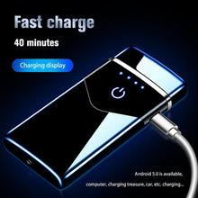 将图片加载到图库查看器，Modern Dual Arc USB Electric Touch Lighter LED ScreenTouch Fire Plasma Arc Lighter Windproof Metal Novelty Lighter Mens Gift In Elegant Gentlemen MEtal Lighter Style
