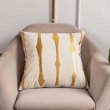 将图片加载到图库查看器，2021 Fashion Striped Pillowcase Festival Home Bronzing Square Decorative Throw Pillow Cover With Gold Striped Cushion Cases Modern Luxury Pillowcases Cushion Cover Soft Fabric Pillow Cases Decorative 45x45CM
