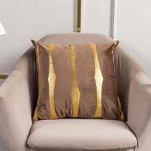 将图片加载到图库查看器，2021 Fashion Striped Pillowcase Festival Home Bronzing Square Decorative Throw Pillow Cover With Gold Striped Cushion Cases Modern Luxury Pillowcases Cushion Cover Soft Fabric Pillow Cases Decorative 45x45CM
