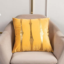 将图片加载到图库查看器，2021 Fashion Striped Pillowcase Festival Home Bronzing Square Decorative Throw Pillow Cover With Gold Striped Cushion Cases Modern Luxury Pillowcases Cushion Cover Soft Fabric Pillow Cases Decorative 45x45CM
