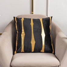 将图片加载到图库查看器，2021 Fashion Striped Pillowcase Festival Home Bronzing Square Decorative Throw Pillow Cover With Gold Striped Cushion Cases Modern Luxury Pillowcases Cushion Cover Soft Fabric Pillow Cases Decorative 45x45CM

