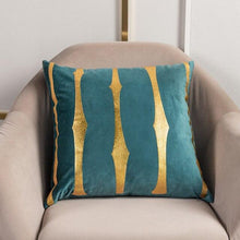 将图片加载到图库查看器，2021 Fashion Striped Pillowcase Festival Home Bronzing Square Decorative Throw Pillow Cover With Gold Striped Cushion Cases Modern Luxury Pillowcases Cushion Cover Soft Fabric Pillow Cases Decorative 45x45CM
