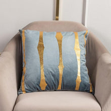 将图片加载到图库查看器，2021 Fashion Striped Pillowcase Festival Home Bronzing Square Decorative Throw Pillow Cover With Gold Striped Cushion Cases Modern Luxury Pillowcases Cushion Cover Soft Fabric Pillow Cases Decorative 45x45CM
