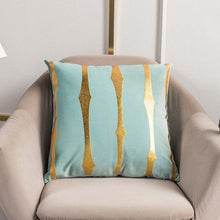 将图片加载到图库查看器，2021 Fashion Striped Pillowcase Festival Home Bronzing Square Decorative Throw Pillow Cover With Gold Striped Cushion Cases Modern Luxury Pillowcases Cushion Cover Soft Fabric Pillow Cases Decorative 45x45CM
