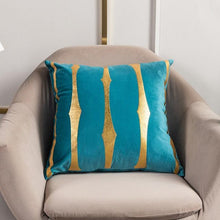 将图片加载到图库查看器，2021 Fashion Striped Pillowcase Festival Home Bronzing Square Decorative Throw Pillow Cover With Gold Striped Cushion Cases Modern Luxury Pillowcases Cushion Cover Soft Fabric Pillow Cases Decorative 45x45CM

