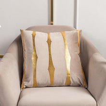 将图片加载到图库查看器，2021 Fashion Striped Pillowcase Festival Home Bronzing Square Decorative Throw Pillow Cover With Gold Striped Cushion Cases Modern Luxury Pillowcases Cushion Cover Soft Fabric Pillow Cases Decorative 45x45CM
