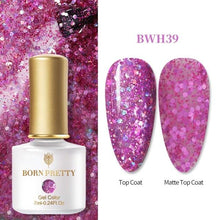 将图片加载到图库查看器，2021 New Womens Colorful Nail Gel Polish Modern Glitter Pink Purple UV Diamond Stylish Design Nail Colors Gel
