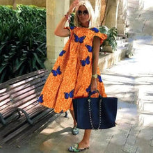 Load image into Gallery viewer, Women Retro Loose Casual Round Neck Short Sleeve Dress - Cute Fashion Dresses For Women
