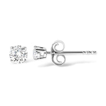 Load image into Gallery viewer, .925 Sterling Silver 1/2 Cttw Round Brilliant-Cut Lab Grown Diamond Classic 4-Prong Stud Earrings (F-G Color, VS1-VS2 Clarity)

