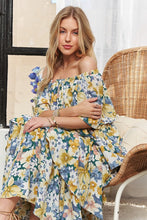 Load image into Gallery viewer, Layered Floral Off-Shoulder Short Sleeve Maxi Summer Dress For Women – Elegant and Feminine Floral Off-Shoulder Maxi Dress with Ruffled Layers for a Romantic Look
