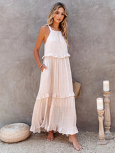 Load image into Gallery viewer, Romantic Ruffled Sleeveless Tiered Maxi Dress with Pockets Elegant &amp; Chic Statement Beautiful Design Dress
