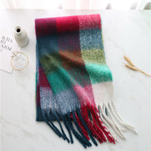 Load image into Gallery viewer, New Luxury Winter Soft Head Wraps Plaid Scarf Shawls Cashmere  Warm Cashmere Scarves Rainbow For Women
