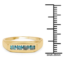 Load image into Gallery viewer, 14K Yellow Gold Plated 0.48 Carat Genuine Blue Diamond .925 Sterling Silver Ring
