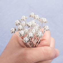 将图片加载到图库查看器，20Pcs Fashion Wedding Bridal Pearl Flower Clear Crystal Rhinestone Hair Pins Clips Bridesmaid Hair wear Jewelry Gorgeous Hair Accessories For Women
