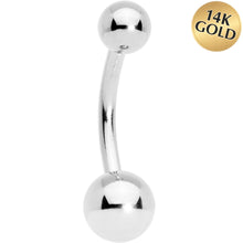 Load image into Gallery viewer, 16G Solid 14k White GOLD BALL Belly Ring 3/8 6mm/4mm
