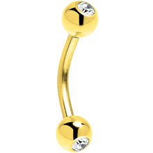 Load image into Gallery viewer, Solid 14k Yellow GOLD Cubic Zirconia Eyebrow Ring 16G 5/16 3mm
