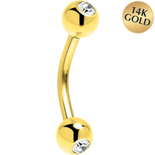 Load image into Gallery viewer, Solid 14k Yellow GOLD Cubic Zirconia Eyebrow Ring 16G 5/16 3mm
