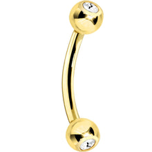 Load image into Gallery viewer, Solid 14k Yellow GOLD Cubic Zirconia Eyebrow Ring 16G 5/16 3mm
